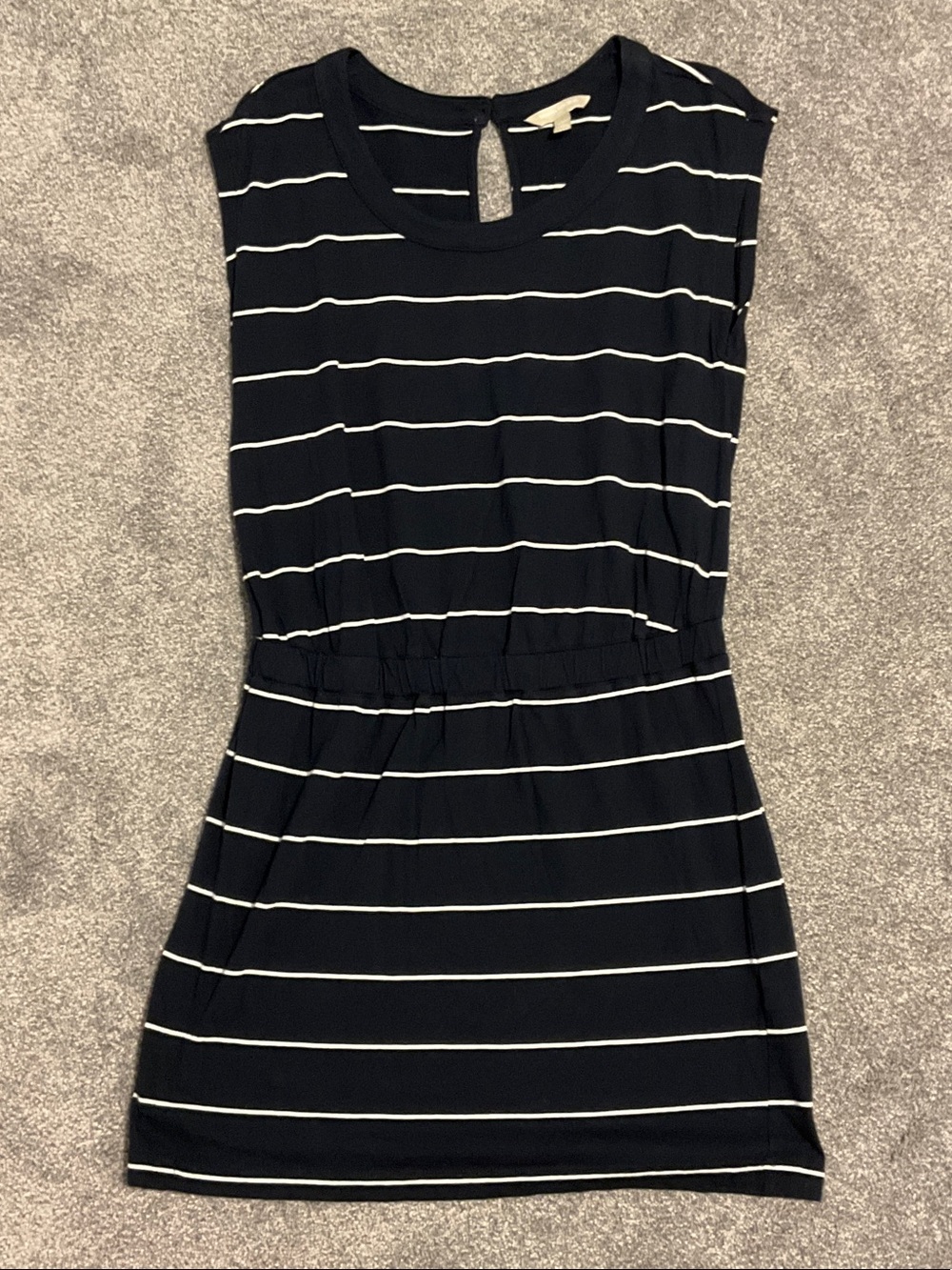 Banana Republic Navy and White Striped Sleeveless Mini Dress